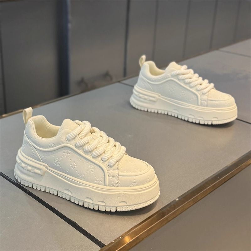 Adult Solid Color Platform Sneakers – Thick Sole Casual Shoes for Everyday Wear