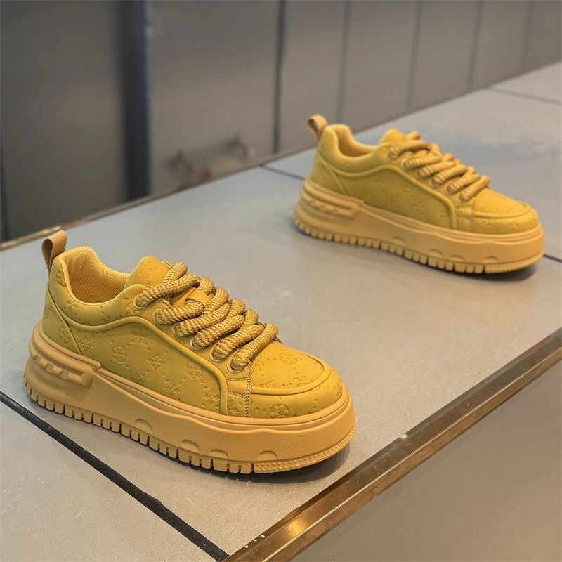 Adult Solid Color Platform Sneakers – Thick Sole Casual Shoes for Everyday Wear